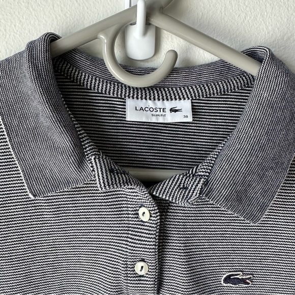 Lacoste // Navy striped Sleeveless Polo shirt Slim fit Size 38 - Picture 7 of 9